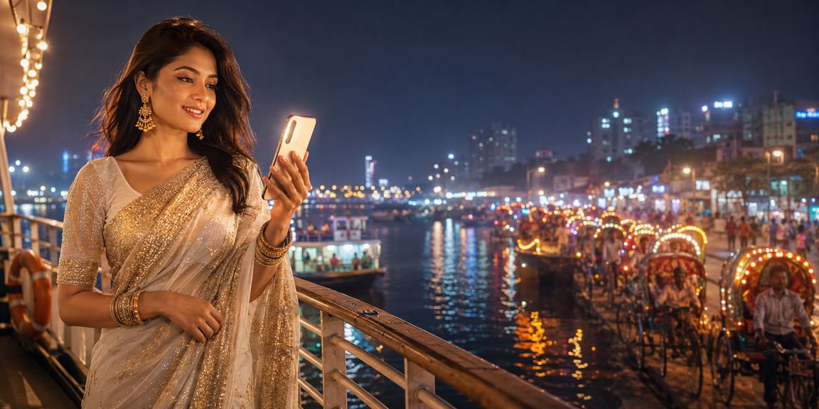 ঢাকার মোবাইল ক্যাসিনো গেম খেলছেন বাংলাদেশি মহিলা
